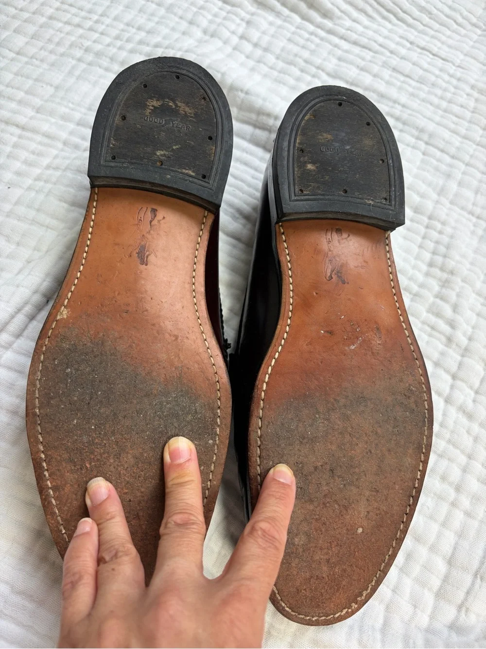 Vintage Hanover Handsewn Burgundy Leather Penny Loafers Made USA Men’s 12 D